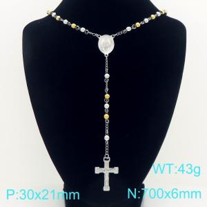 Stainless Steel Rosary Necklace - KN304099-CQ