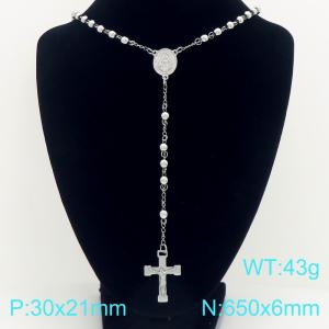 Stainless Steel Rosary Necklace - KN304100-CQ