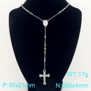 Stainless Steel Rosary Necklace - KN304101-CQ