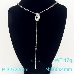 Stainless Steel Rosary Necklace - KN304102-CQ