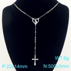 Stainless Steel Rosary Necklace - KN304103-CQ