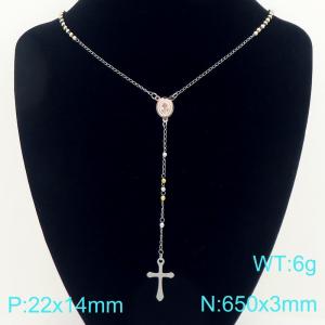 Stainless Steel Rosary Necklace - KN304104-CQ
