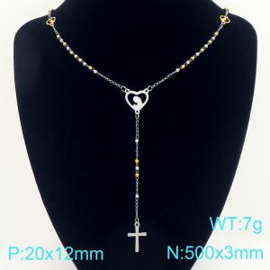 Stainless Steel Rosary Necklace - KN304106-CQ