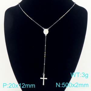 Stainless Steel Rosary Necklace - KN304107-CQ