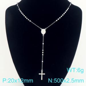 Stainless Steel Rosary Necklace - KN304109-CQ