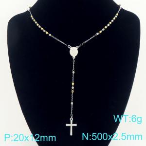 Stainless Steel Rosary Necklace - KN304110-CQ