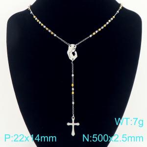 Stainless Steel Rosary Necklace - KN304112-CQ