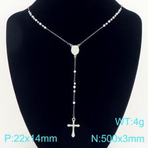 Stainless Steel Rosary Necklace - KN304114-CQ