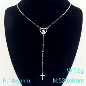 Stainless Steel Rosary Necklace - KN304128-CQ