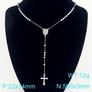 Stainless Steel Rosary Necklace - KN304132-CQ