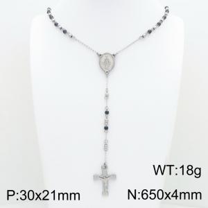 Stainless Steel Rosary Necklace - KN304143-CQ