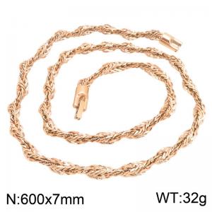 Stainless Steel Rope Chain Necklace for Men Women, Twisted Braided Link Neck Chain Snap Lock Clasp Fashion Jewelry Gift - KN304215-KFC