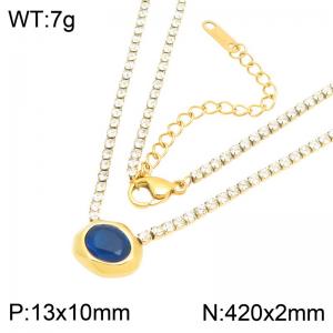 Stainless Steel Stone Necklace - KN304363-HR