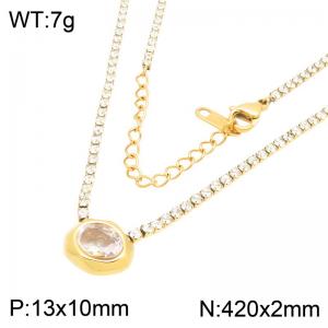 Stainless Steel Stone Necklace - KN304365-HR