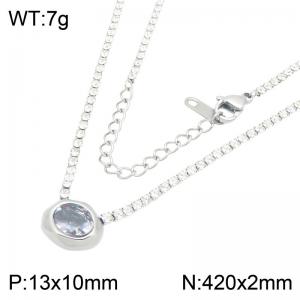 Stainless Steel Stone Necklace - KN304370-HR