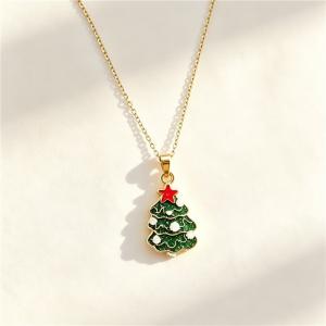 Stainless Steel Necklace with Christmas Elements Jewelry, Suitable for Daily Wear and Holiday Gifting - KN304512-SXSJ