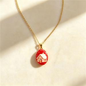 Stainless Steel Necklace with Christmas Elements Jewelry, Suitable for Daily Wear and Holiday Gifting - KN304523-SXSJ