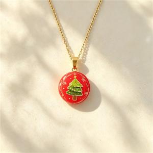 Stainless Steel Necklace with Christmas Elements Jewelry, Suitable for Daily Wear and Holiday Gifting - KN304525-SXSJ