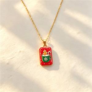 Stainless Steel Necklace with Christmas Elements Jewelry, Suitable for Daily Wear and Holiday Gifting - KN304526-SXSJ