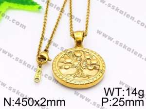 SS Gold-Plating Necklace - KN30458-Z