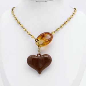 SS Gold-Plating Necklace - KN304600-NJ