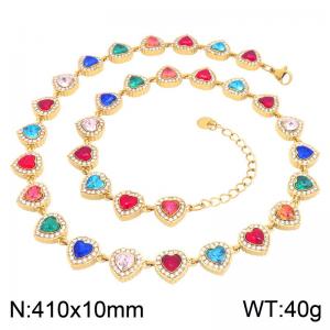 Stainless Steel Stone Necklace - KN304638-CAJY