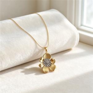 SS Gold-Plating Necklace - KN304665-SXSJ