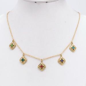 Stainless Steel Stone Necklace - KN304787-HM