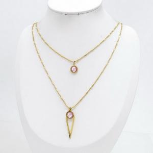 Stainless Steel Stone Necklace - KN305176-NJ
