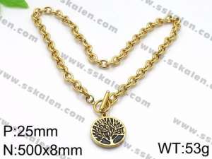 SS Gold-Plating Necklace - KN32253-Z