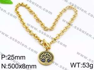 SS Gold-Plating Necklace - KN32257-Z