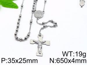Stainless Steel Rosary Necklace - KN32958-HDJ