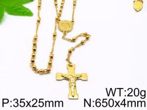 Stainless Steel Rosary Necklace - KN32959-HDJ