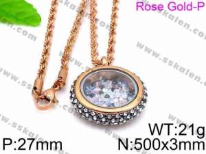 Stainless Steel Stone Necklace - KN33129-Z