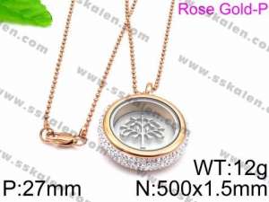 Stainless Steel Stone Necklace - KN33185-Z