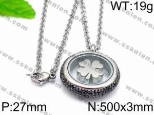 Stainless Steel Stone Necklace - KN33193-Z
