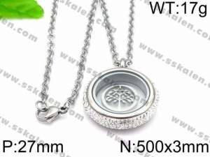 Stainless Steel Stone Necklace - KN33212-Z