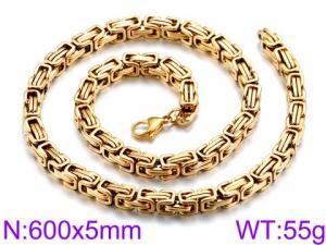 SS Gold-Plating Necklace - KN33476-Z