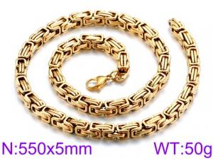 SS Gold-Plating Necklace - KN33477-Z