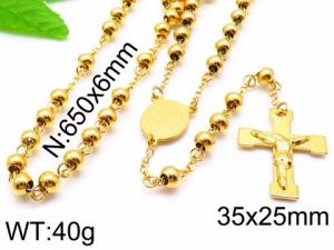 Stainless Steel Rosary Necklace - KN33954-HDJ