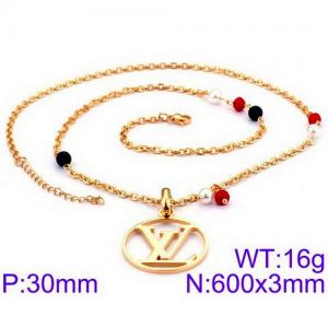 SS Gold-Plating Necklace - KN34015-K