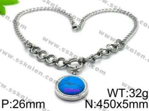 Stainless Steel Stone Necklace - KN34082-Z