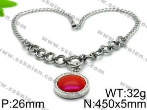 Stainless Steel Stone Necklace - KN34084-Z