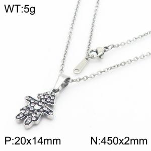 Stainless Steel Stone & Crystal Necklace - KN34151-K