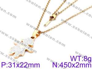 Stainless Steel Stone & Crystal Necklace - KN34159
