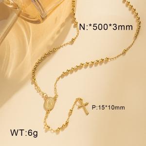 Stainless Steel Rosary Necklace - KN34362-HDJ