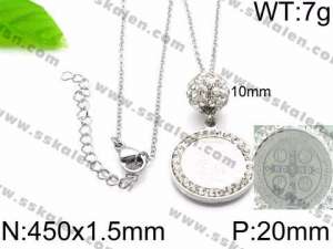 Stainless Steel Stone Necklace - KN34408-Z