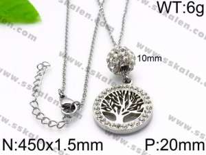 Stainless Steel Stone Necklace - KN34421-Z