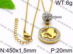Stainless Steel Stone Necklace - KN34451-Z