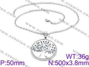 Stainless Steel Stone & Crystal Necklace - KN34702-K